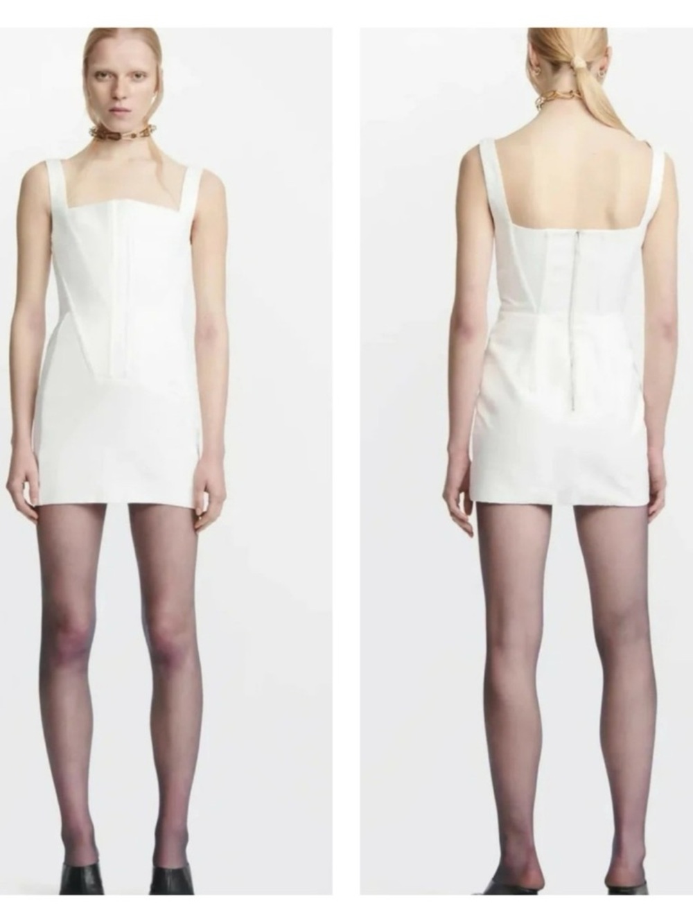 Dion Lee White Square-Neck Mini Dress